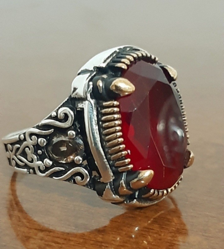 925 SILVER RING Men Solitaire Spinel Ring Sterling Man $