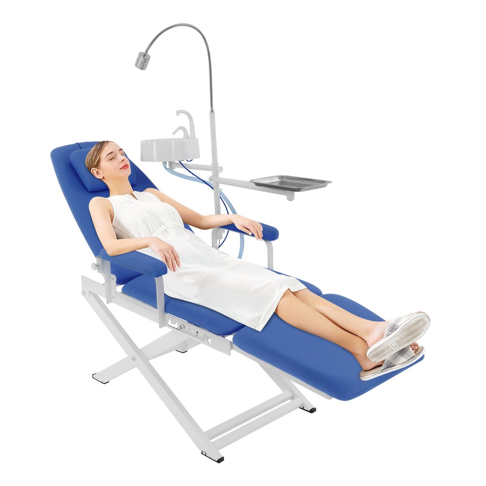 Mobile Portable Dental Folding Chair Unit With Exam Operating Lamp US
