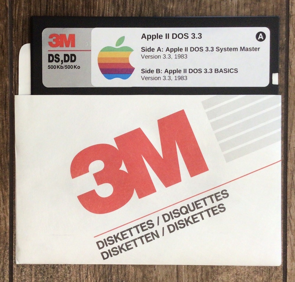 Apple II DOS 3.3 System Master 5.25” 2-in-1 Floppy Disk