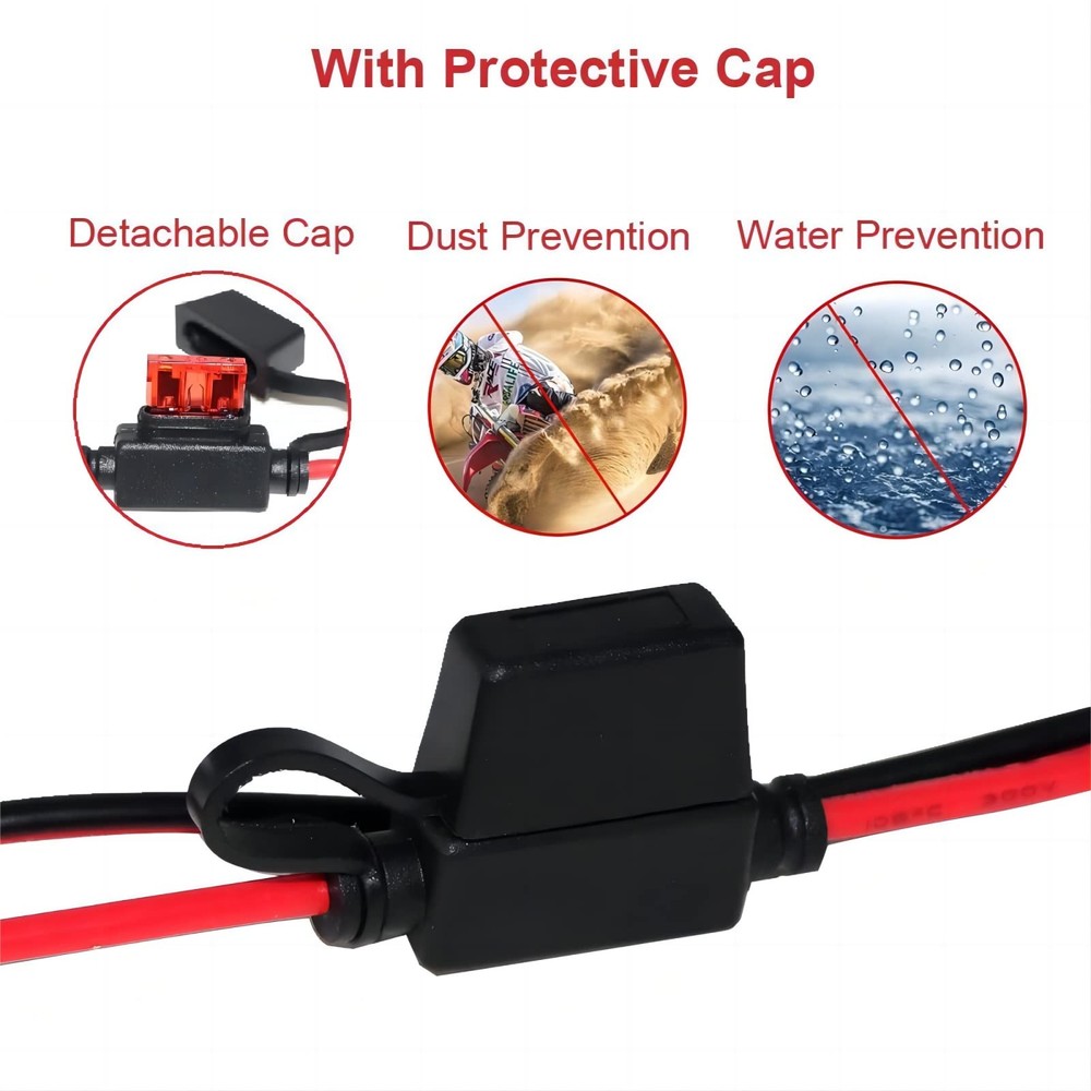 KUNCAN Cigarette Lighter Adapter - Female Socket to 12v Battery 1 PACK, Black