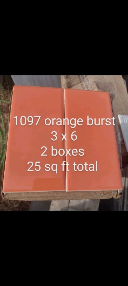 8 TILES ... Glossy Orange Burst Ceramic Subway Tile....3x6