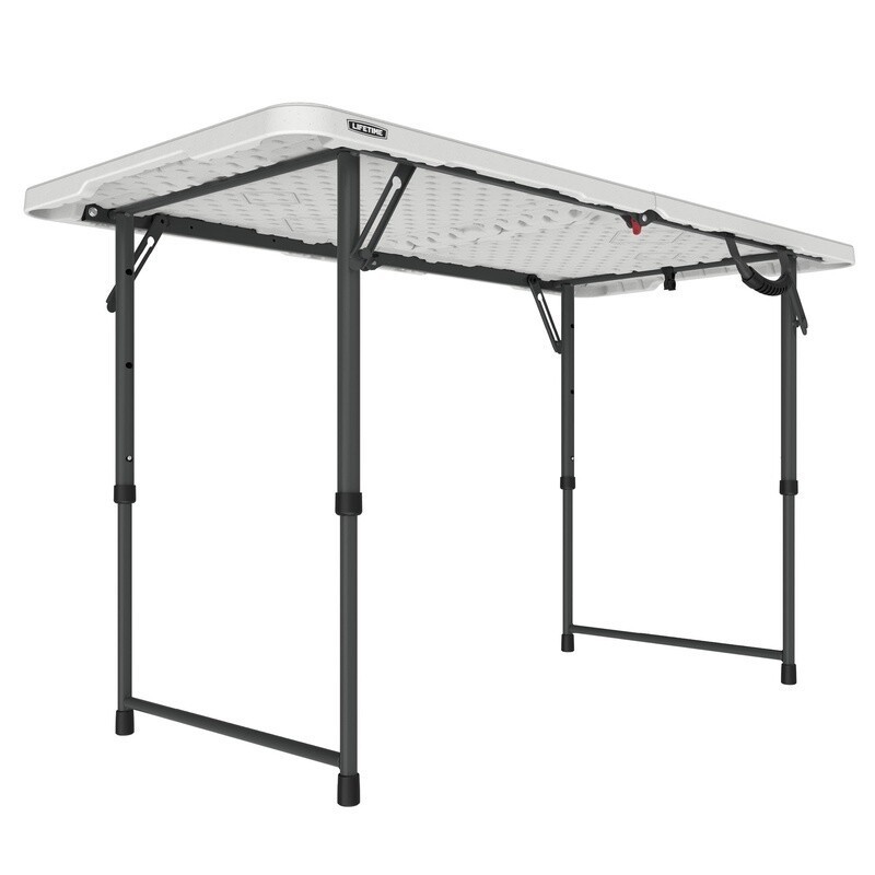 Foldable Adjustable Height Table Portable Indoor Outdoor Sturdy Frame 4ft Table