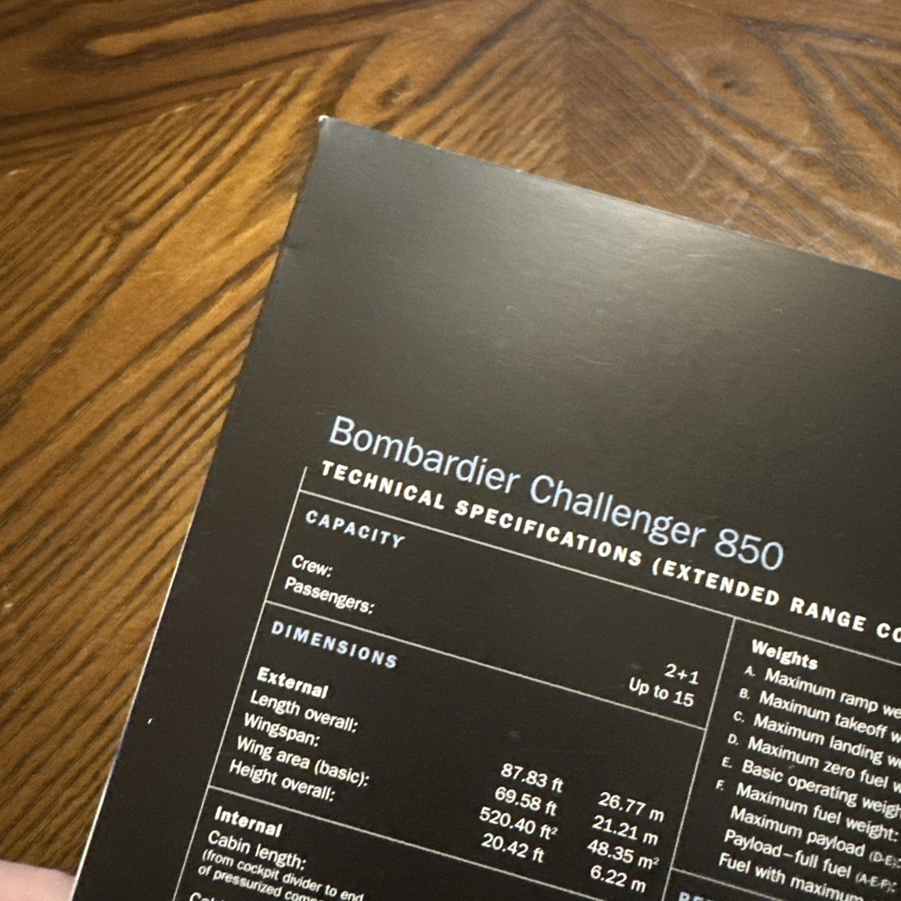 Bombardier Challenger 850 Advertising Brochure