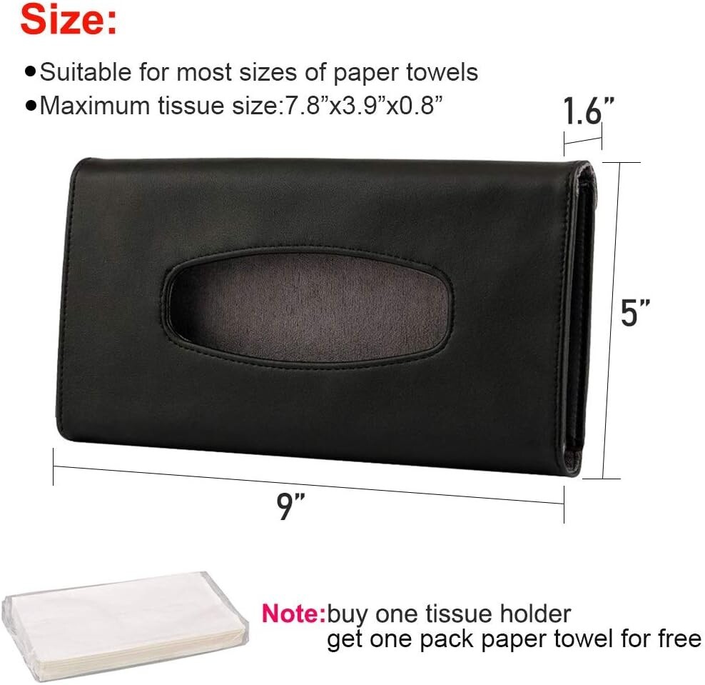 Leather Tissue Holder, Mask Holder, Rectangular Sun Visor Napkin