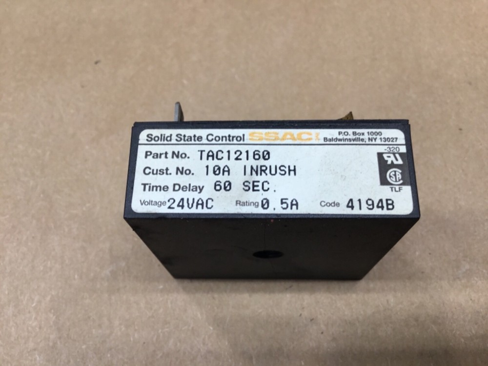 SSAC SOLID STATE TIMER RELAY TAC12160 24V .5A 60 Sec. #106A3