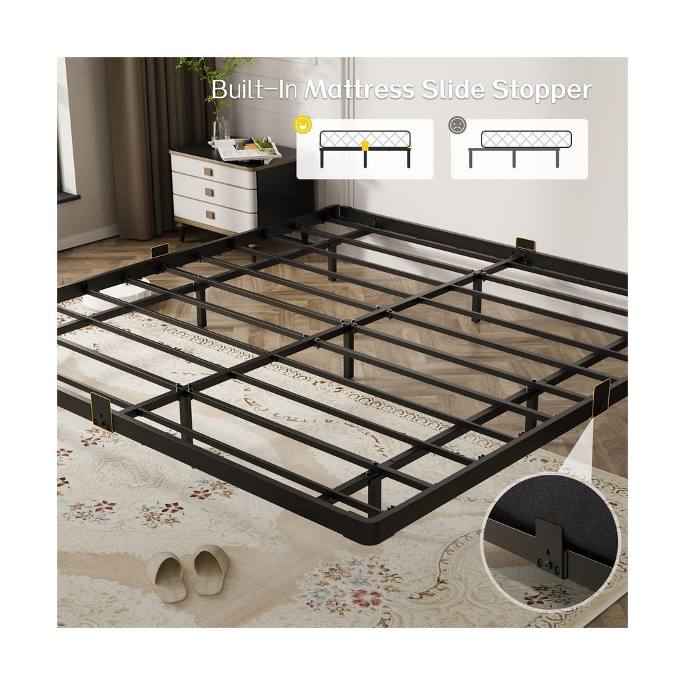 OLEVS King Size Floating Bed Frame, Metal Platform, with LED Light and Chargi...