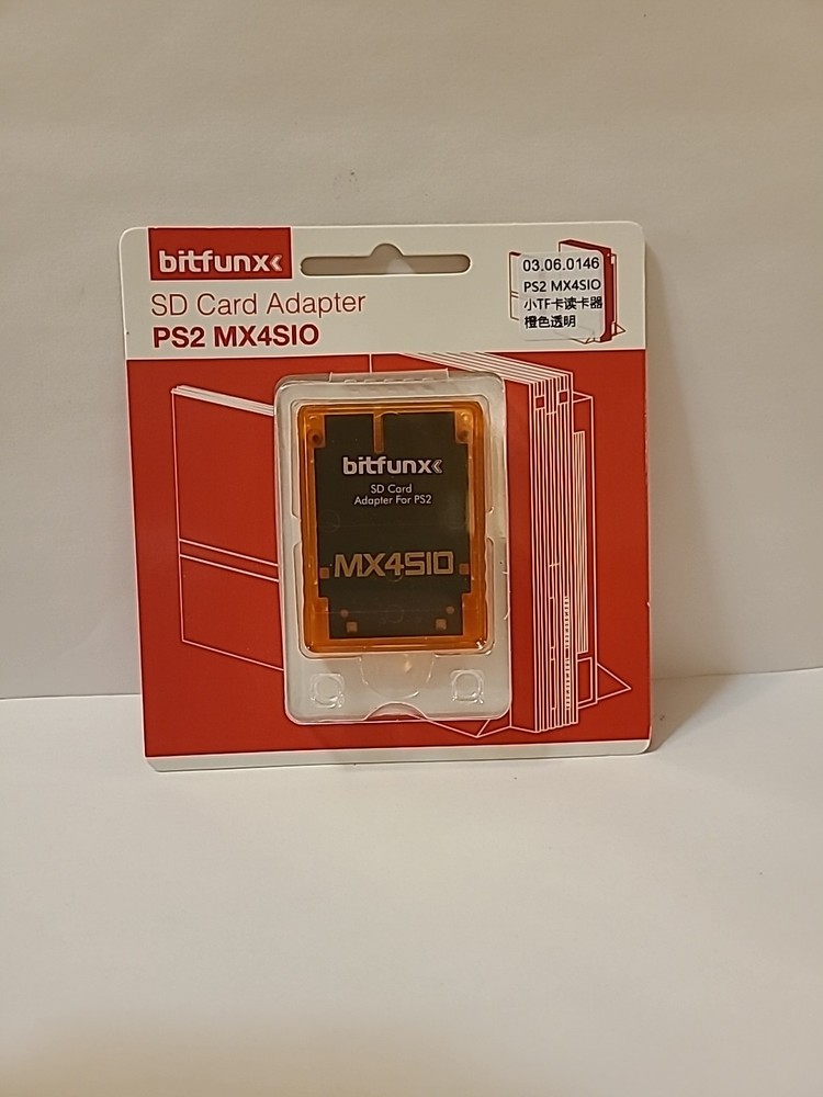 Bitfunx PS2 MX4SIO SD MicroSD Memory Card Adapter Clear Orange