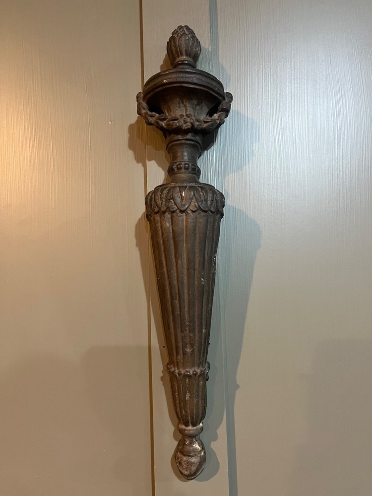 Pair Antique Wall Sconces Decorative Carved Classical Style