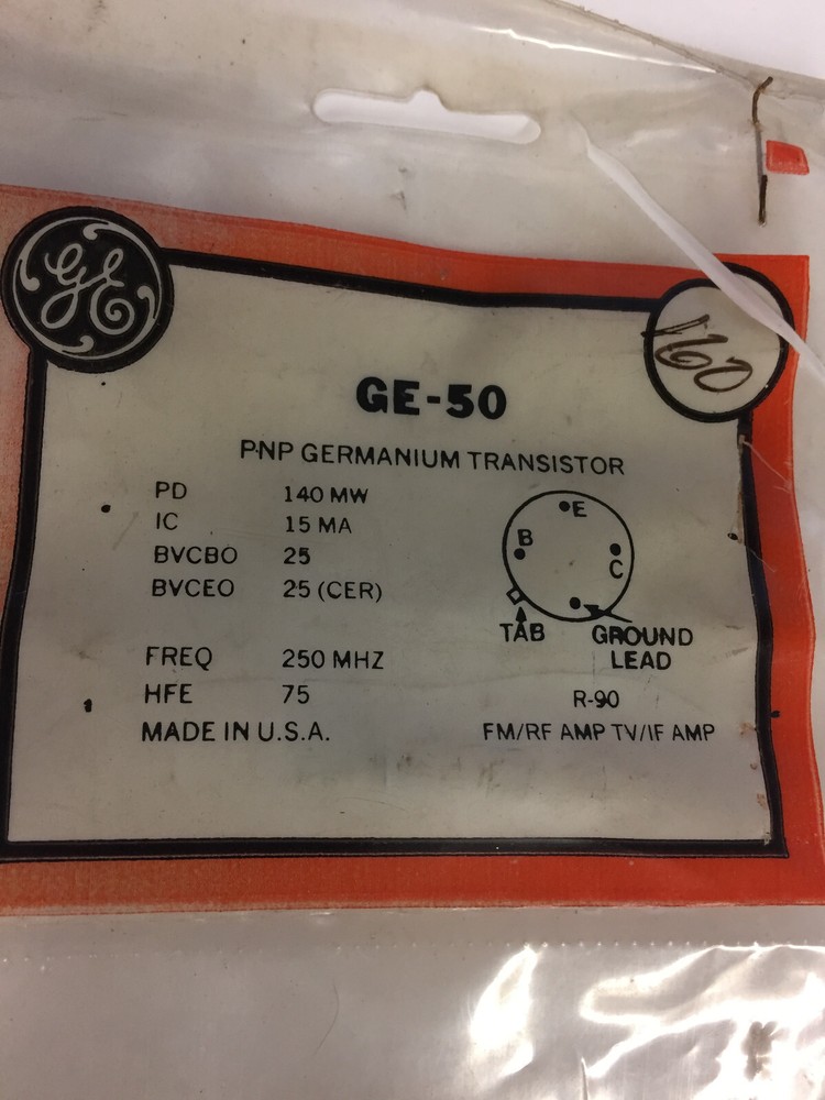 GE-50 PNP GERMANIUM TRANSISTOR  NOS
