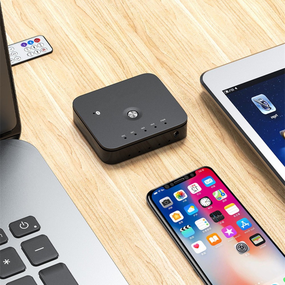 Black Bluetooth Audio Switch Box Cage Remote Control Audio Receiver Replacement