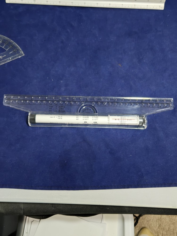 4 Piece Math Set, Measuring Devices, Sterling 3 Sided Ruler, Compass ~ A2104