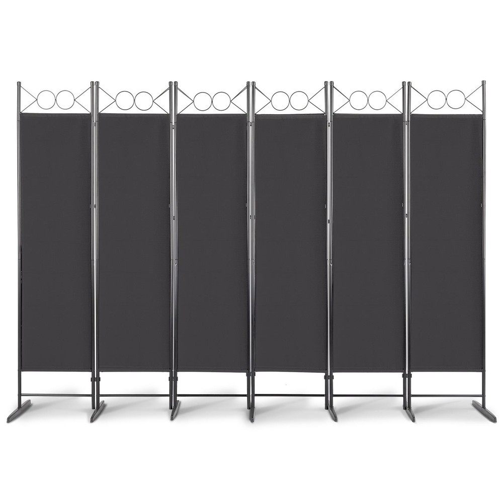 6 Panel Room Divider 6FT Screen Folding Privacy Divider Freestand Black