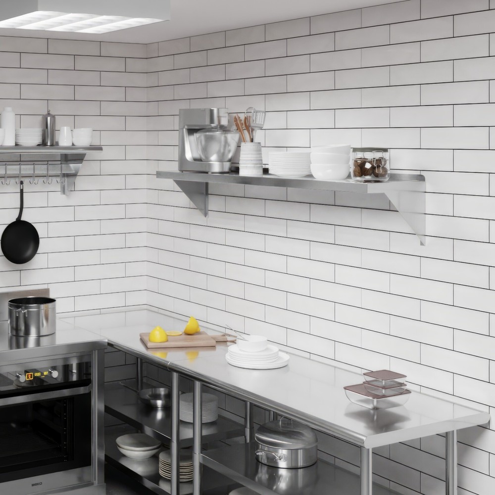 12" Width x 60" Length | Stainless Steel Wall Shelf | Square Edge