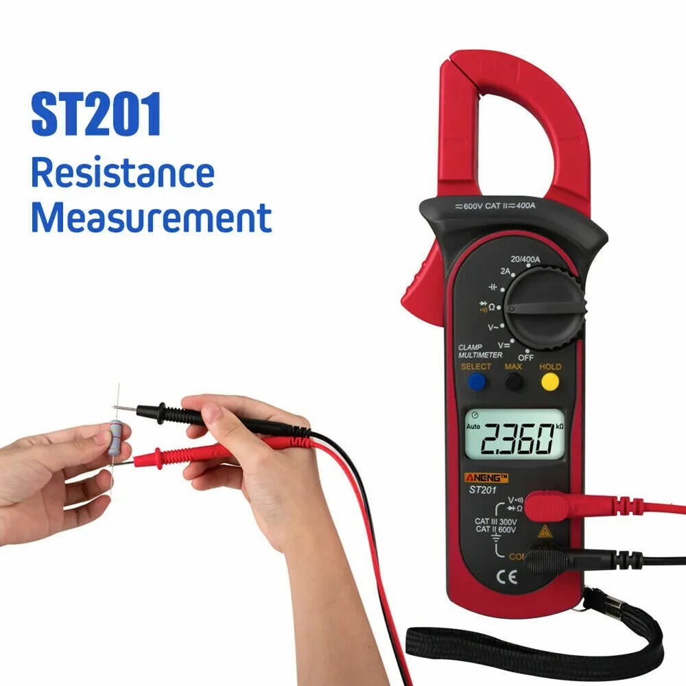 Digital Multimeter Tester AC DC Volt Ohm Amp Clamp Auto Range LCD Handheld Probe