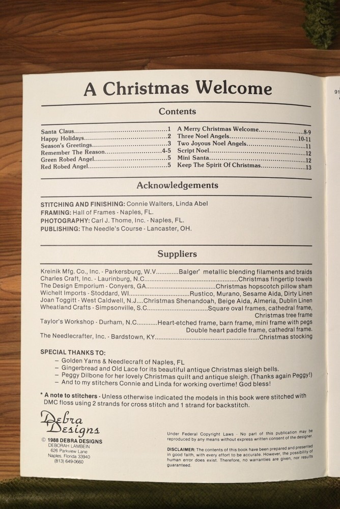 "A Christmas Welcome" Debra Designs DD-8 Includes 12 Projects