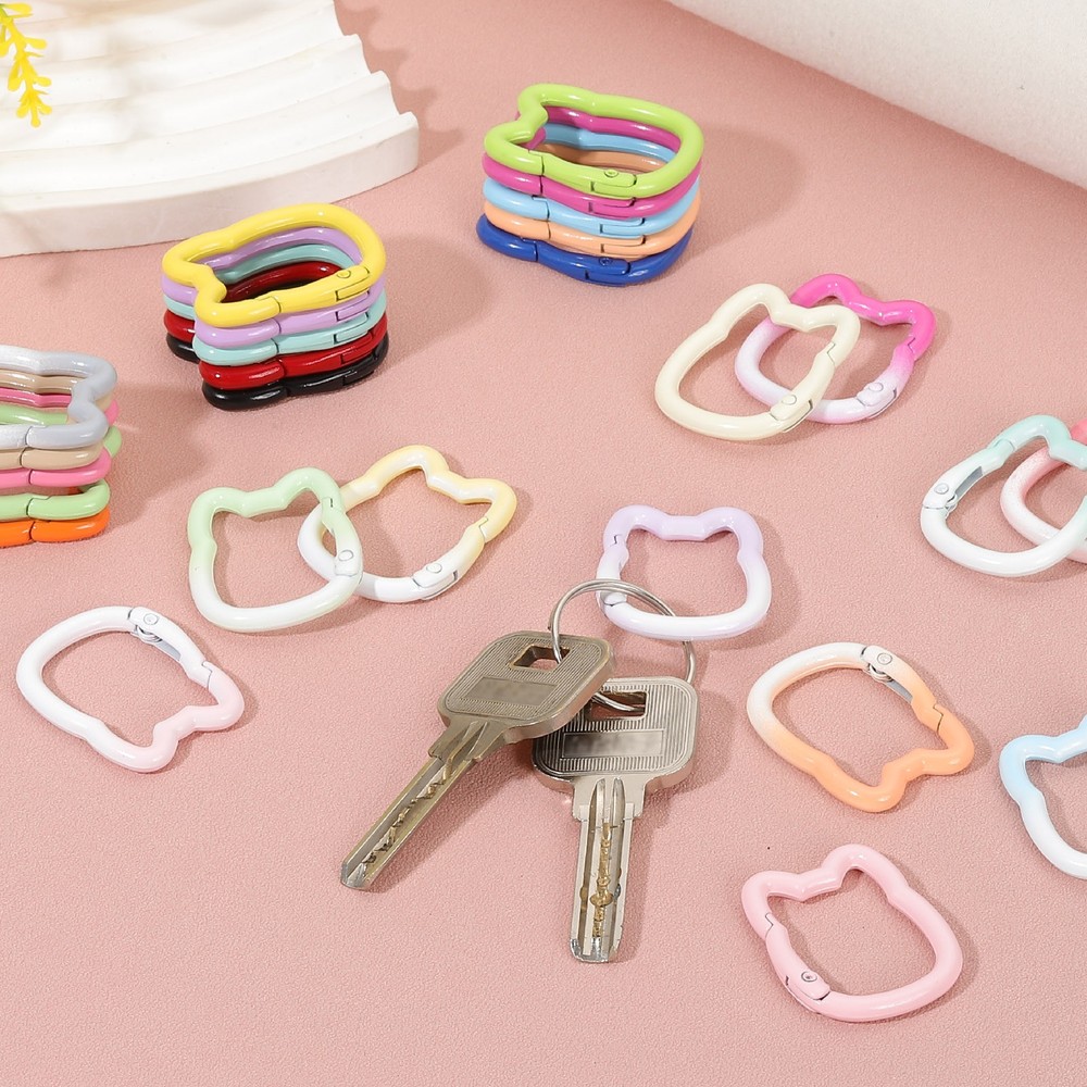 Spring Snap Hook, 8 Pcs Cute Cat Shape Keychain Clips, Gradient Yellow