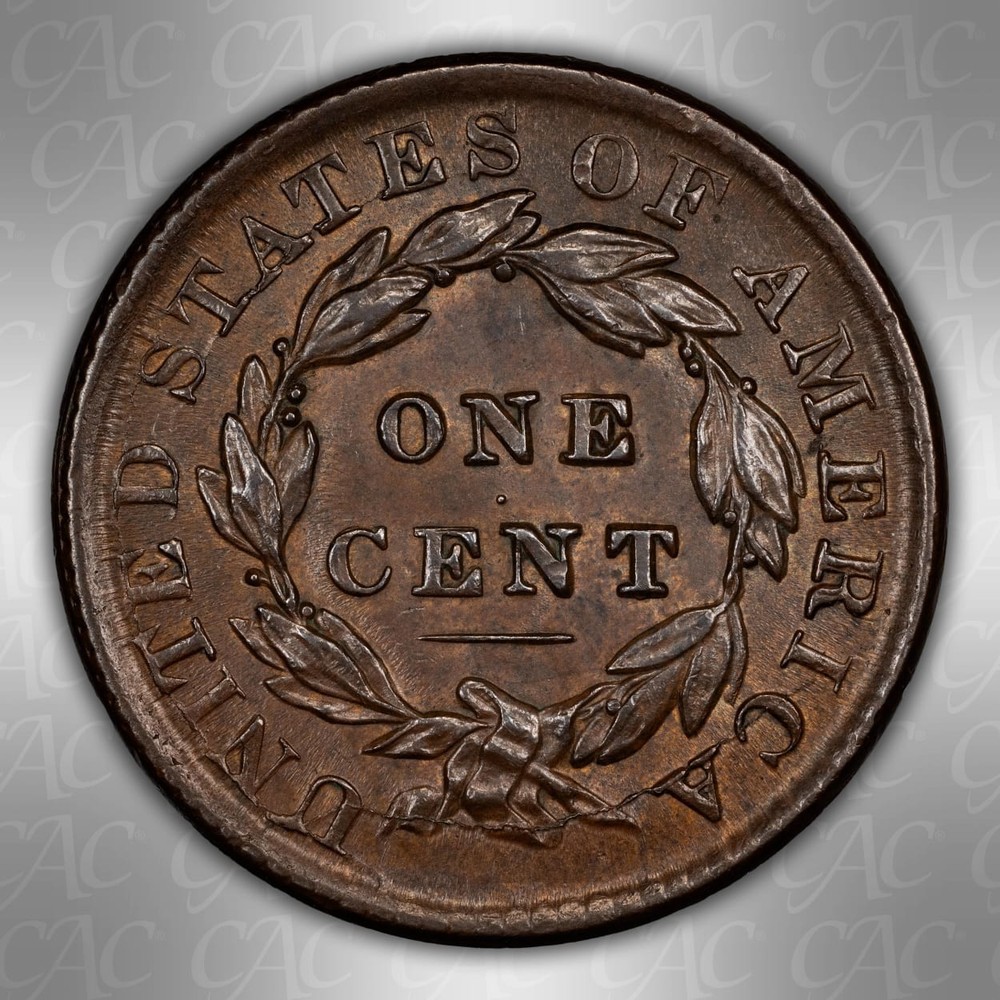 1833 Coronet Head Large Cent CACG AU Details