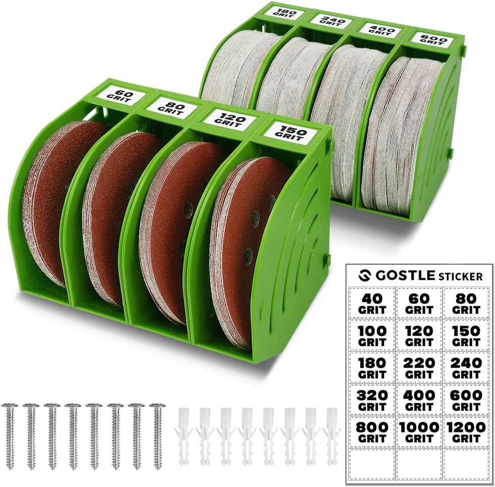 5 Inch Professional Sanding Discs Tool Storage Boxes Set - 8 bins, Green