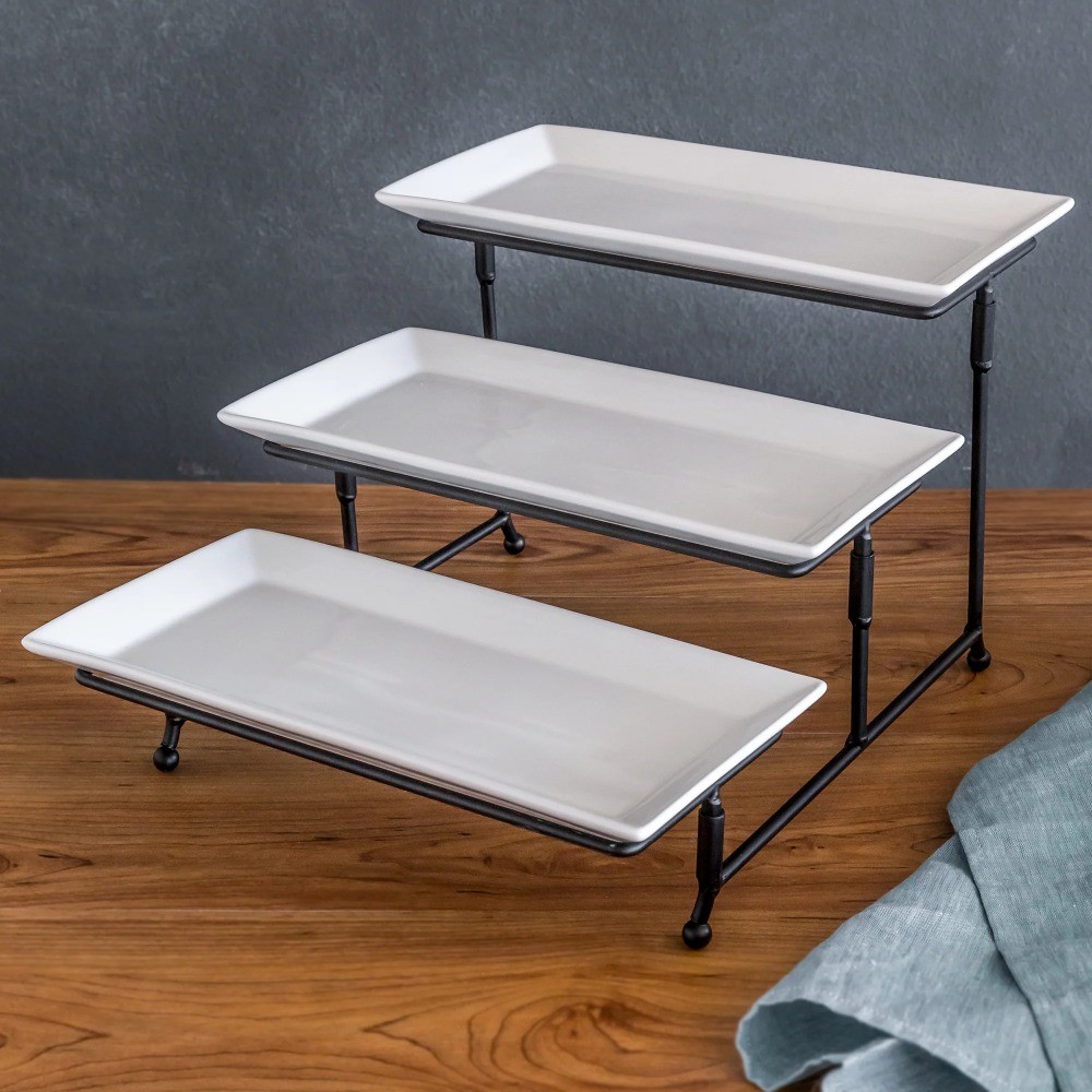 White Porcelain 3 Tiered Serve Set