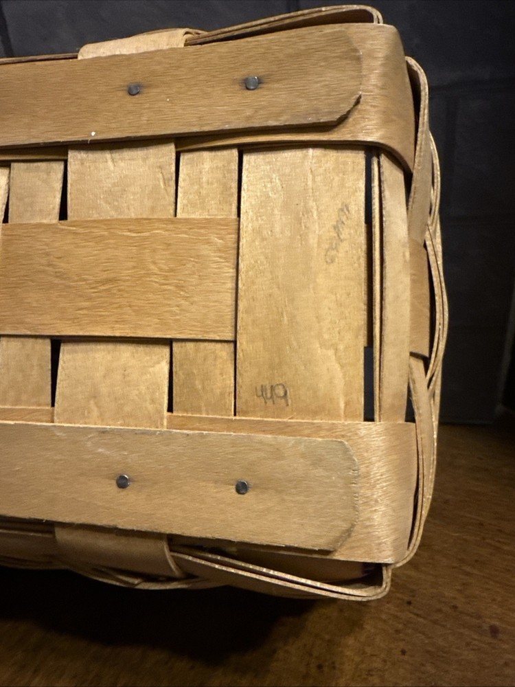 2002 LONGABERGER Signed Bread Basket 14” X 7” GREAT For Cheese & Crackers