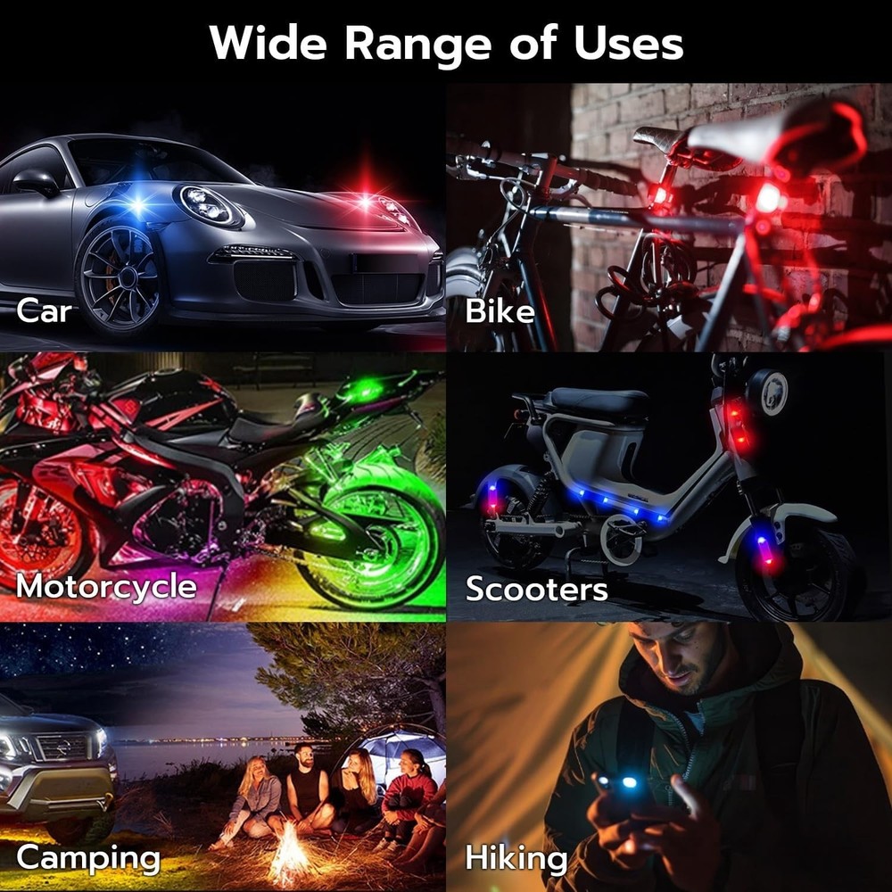 Versatile 4PCS LED Strobe Lights - Rechargeable, Waterproof with Remote Control
