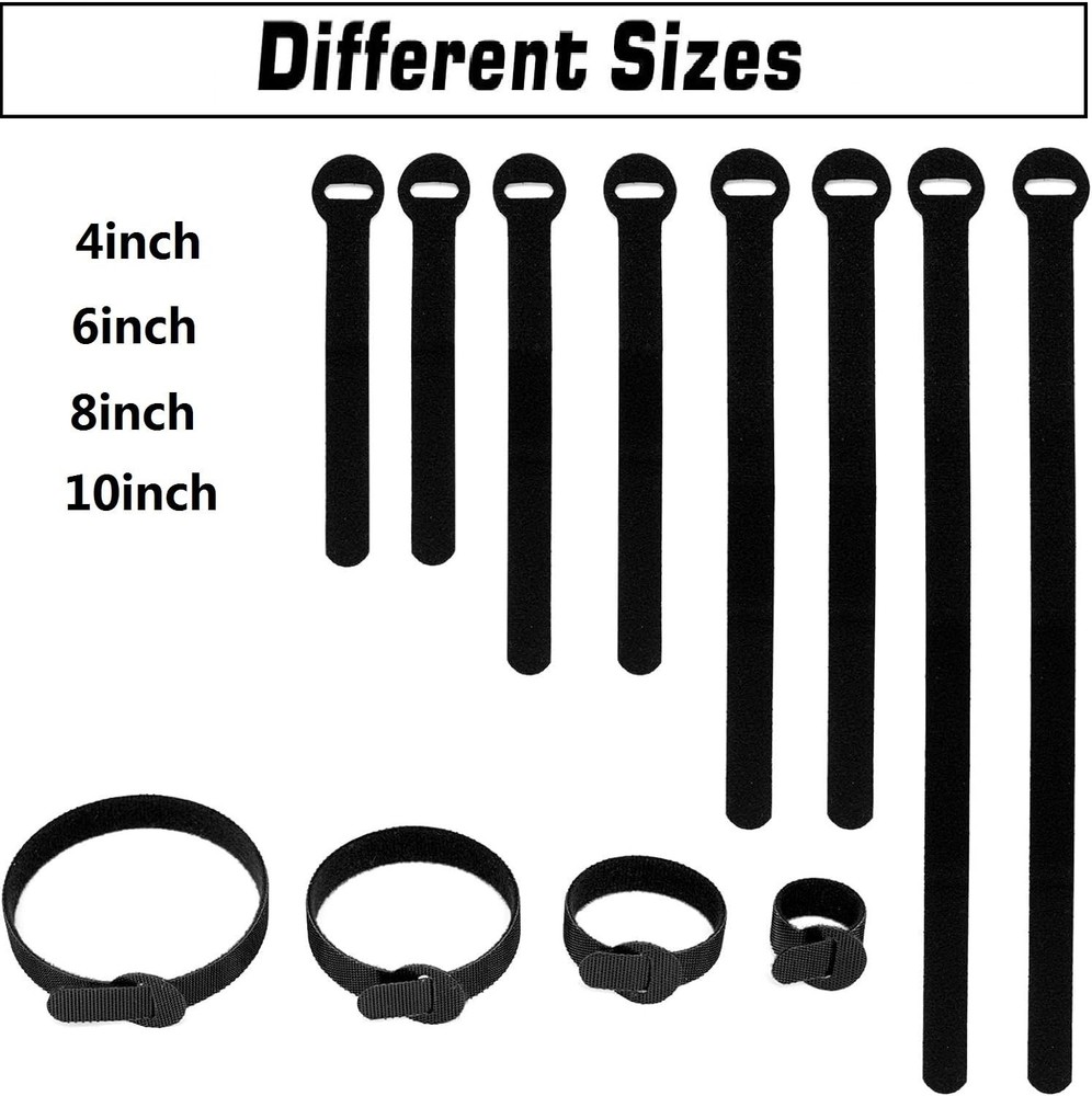 150PCS Reusable Cable Ties - 4+6+8+10inch Multi-Purpose Cable management Hook...