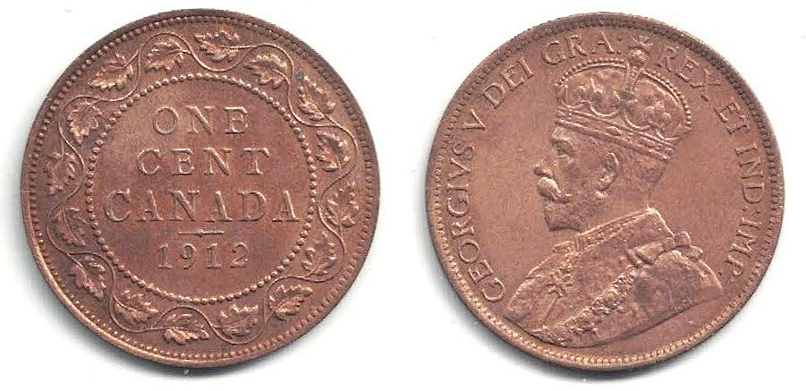 🍁Canada 1912 Large Cent -- A Nice-looking Problem Free Almost Uncirculated Coin
