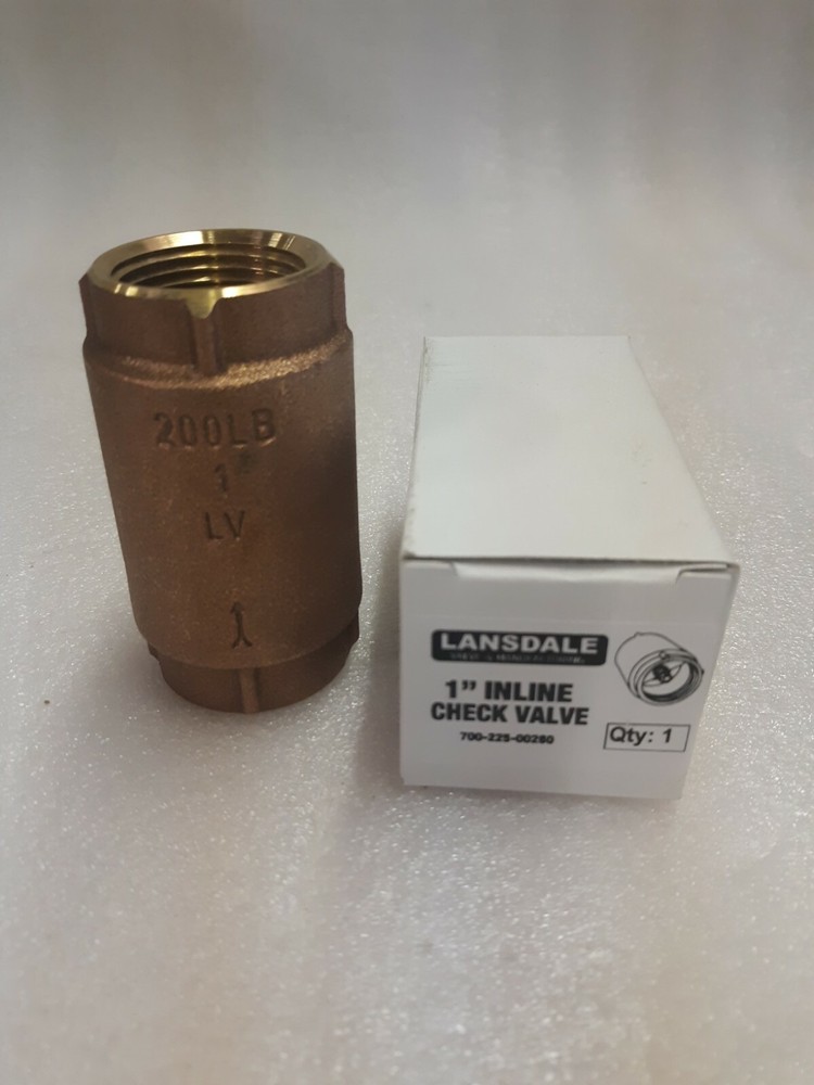 Lansdale Check Valve 1" Inline Spring Activated 200PSI Fire Sprinkler Etc.  (1D)