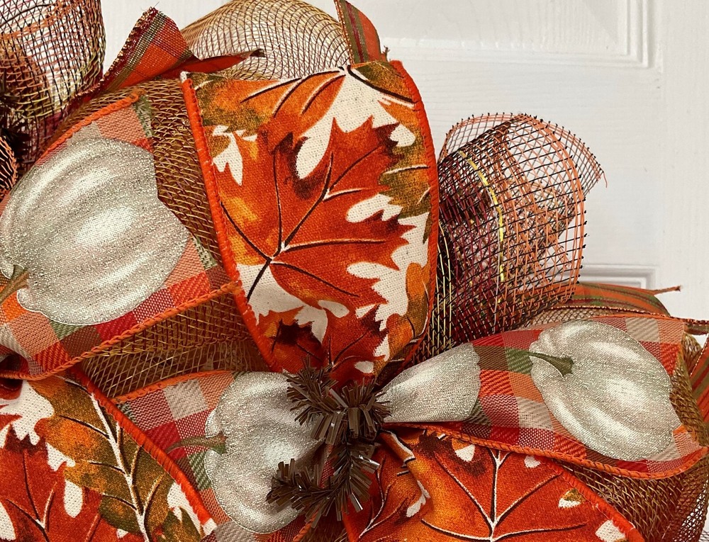 Personalization Welcome Fall Rainboot Harvest Handmade Deco Mesh Autumn Wreath