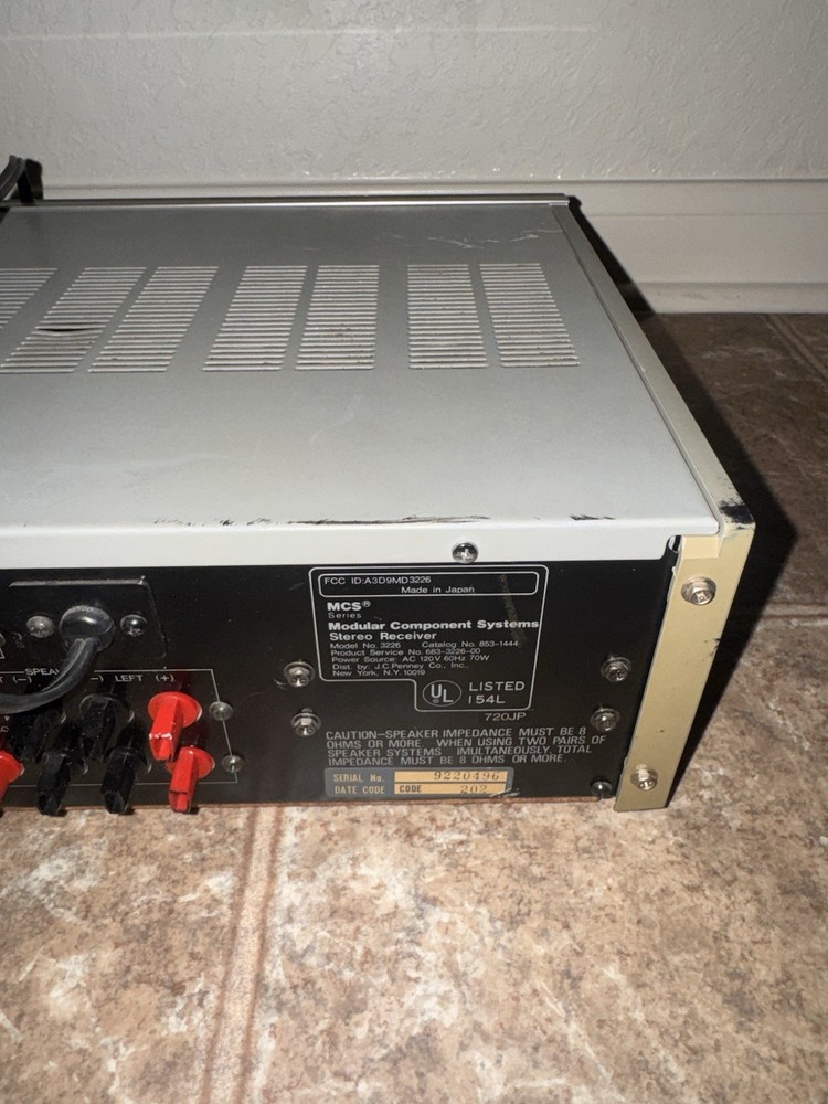 Vintage -MCS 3226 Series, Modular Component System Stereo Vintage Receiver-Works