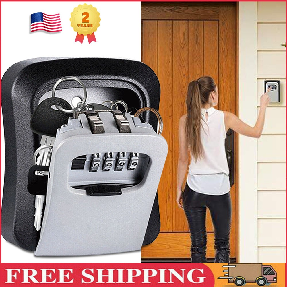 4 Digit Combination Key Lock Box Wall Mount Safe Security Storage Case Organizer