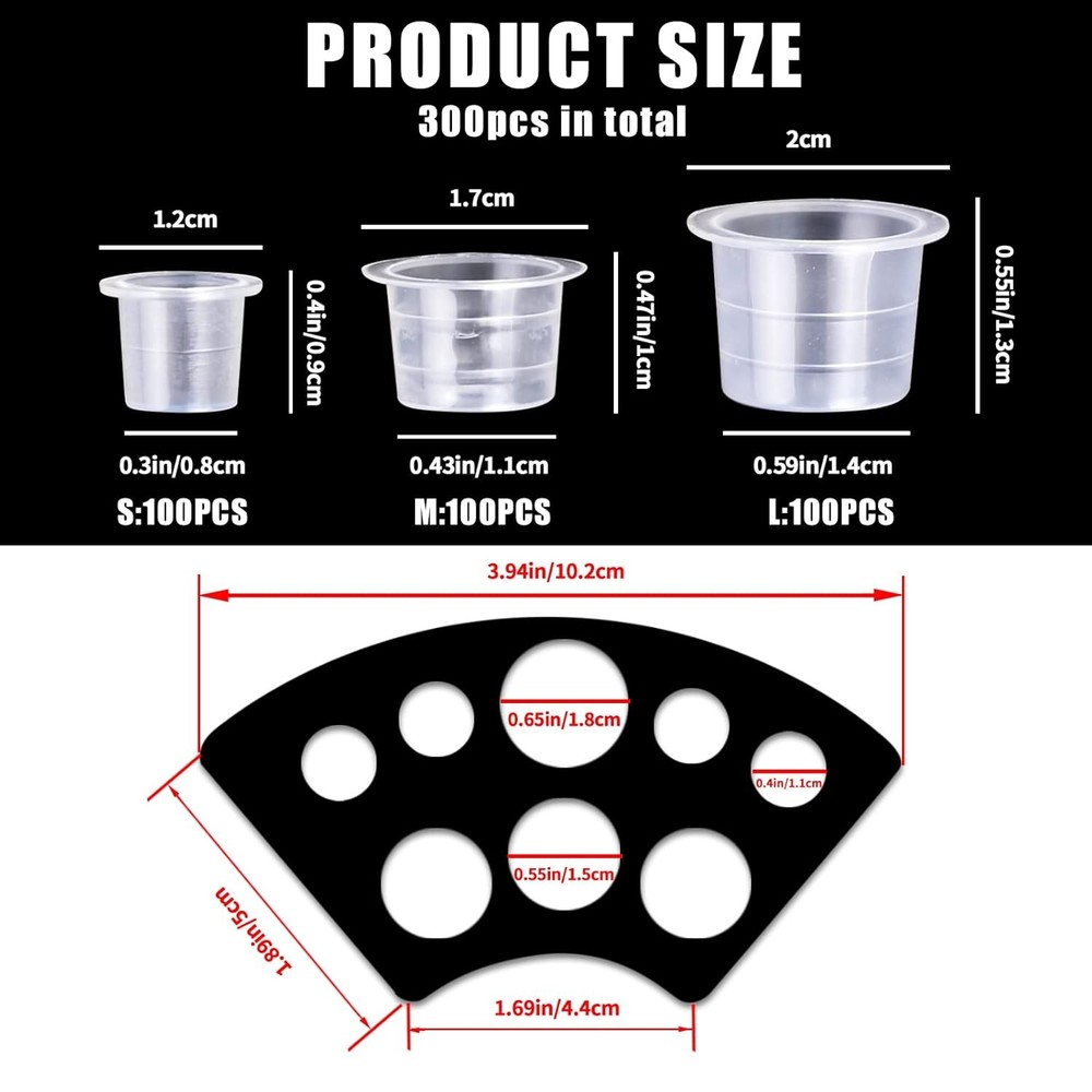Professional Tattoo Ink Cups Set - Mixed Size Ink Caps