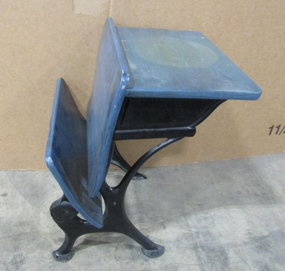 Antique Cast Iron Wood Folding School Desk