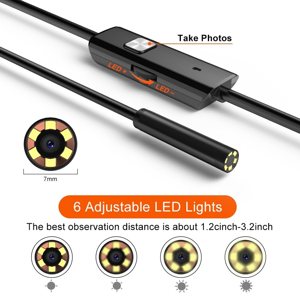 HD USB C Endoscope Type C Borescope Inspection Camera For Android MAC Computer