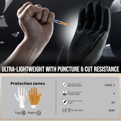Level 2 Needlestick, Level 5 Puncture Resistant Work Gloves, Medium 2 Pairs