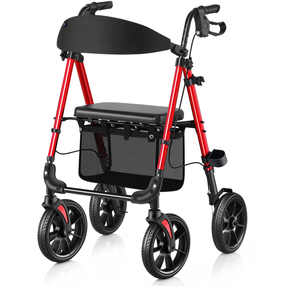 Rollator Walker with 10" Big Wheels - All Terrain, Foldable Adjustable,Reinforce
