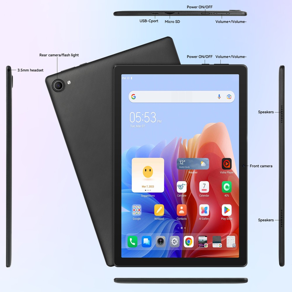 10 inch Octa-Core Android14 Tablet 8GB RAM+64GB ROM,Dual Camera,+Bluetooth