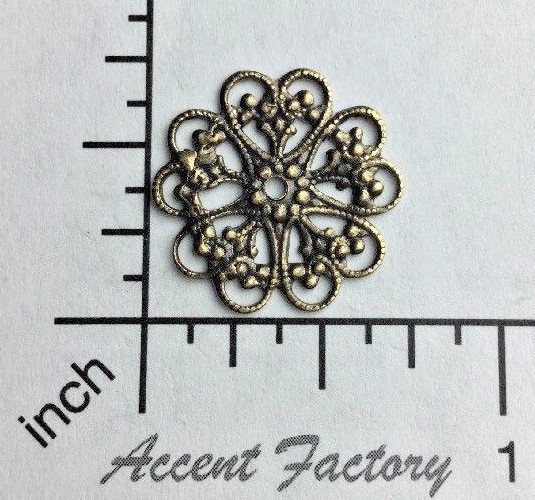 13853 Oxidized Brass Victorian Round Filigree Finding Stamping