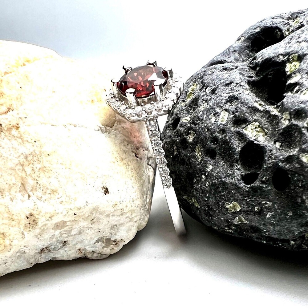 Handmade Victorian Style Natural Garnet Ring Solid Sterling Silver 925