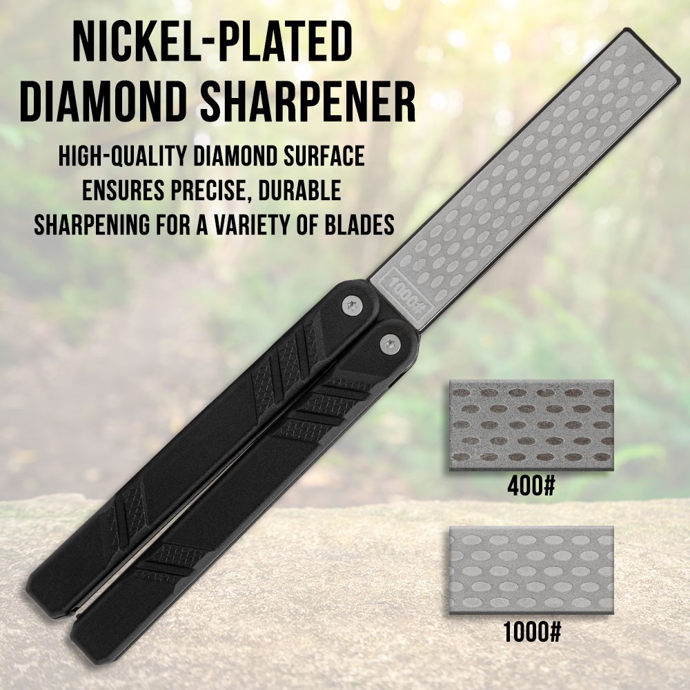 Max Edge Black Sharpener | Diamond-Coated Surface | Dual-Grit 400/1000 Stone