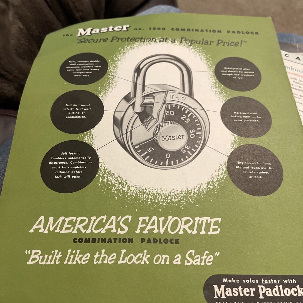 Master Combination Locks brochure catalog 1500 Combination Padlocks For School