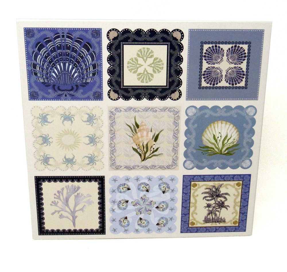 Punch Studio Keepsake Flip Top Nesting Box Blue Seashells 28258 Medium