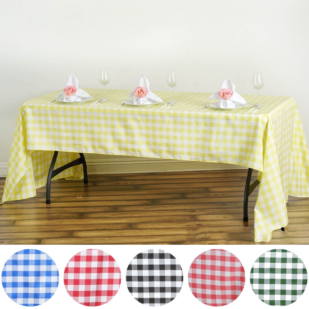 60x126" Checkered Gingham Tablecloth Polyester Rectangular Linens Wedding PARTY