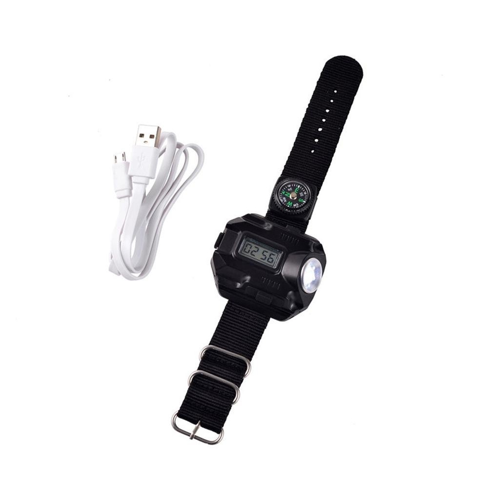 LED Wrist Watch Flashlight Torch Light USB Charging Rechargeable Flashlight D