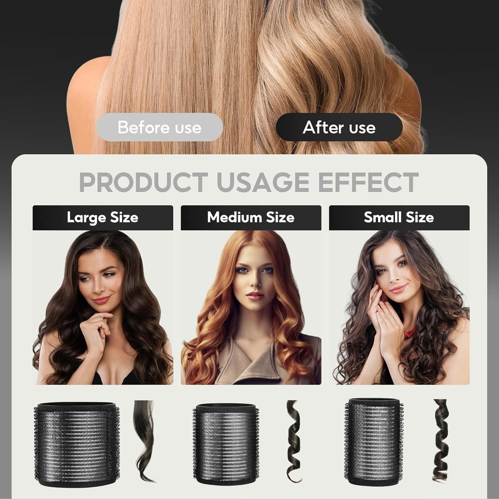 HYOUJIN 18Pc Self-Grip Ceramic Ionic Thermal Rollers Set for Salon-Quality