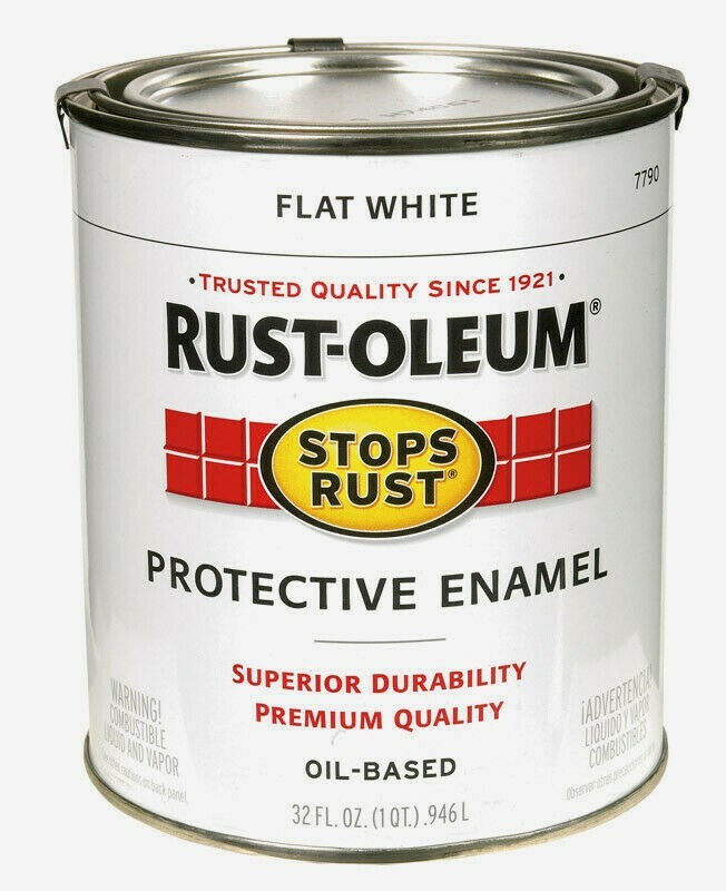 Rust-Oleum FLAT WHITE 1 qt. Stops Rust PROTECTIVE ENAMEL Oil-Based 7790-502 NEW!