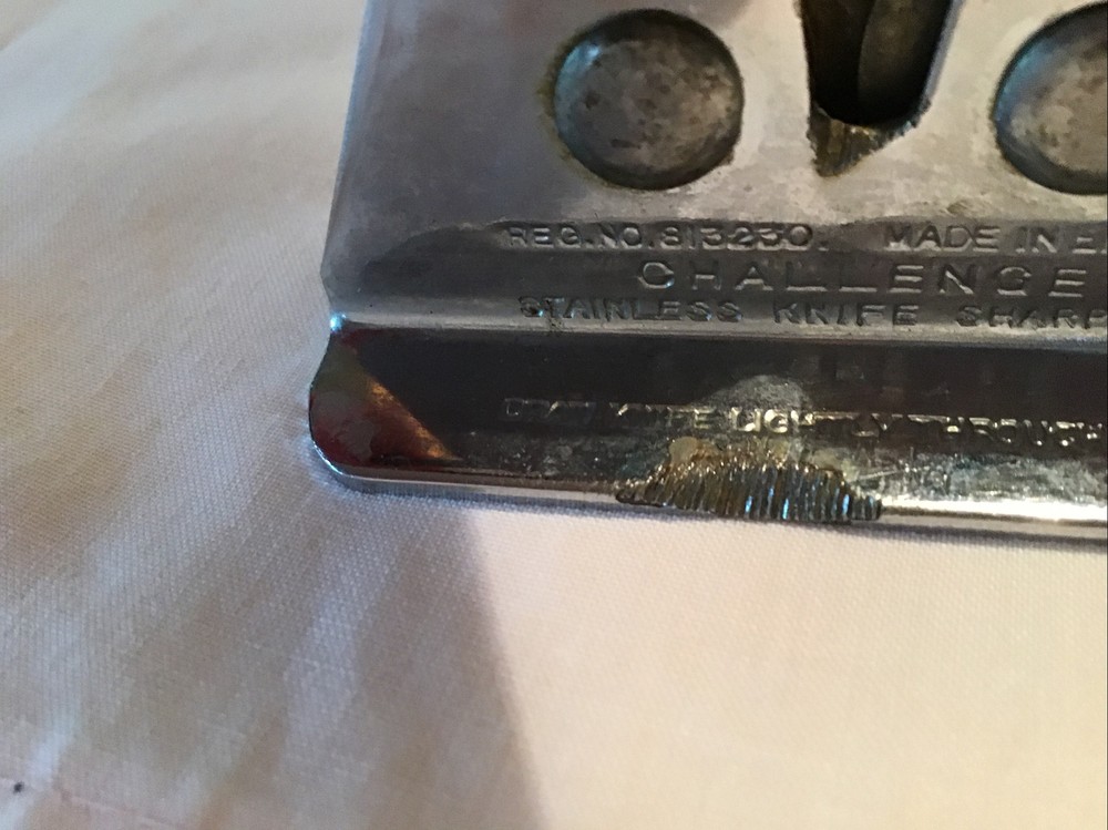 Vintage Challenge Draw Knife Sharpener Red Handle England