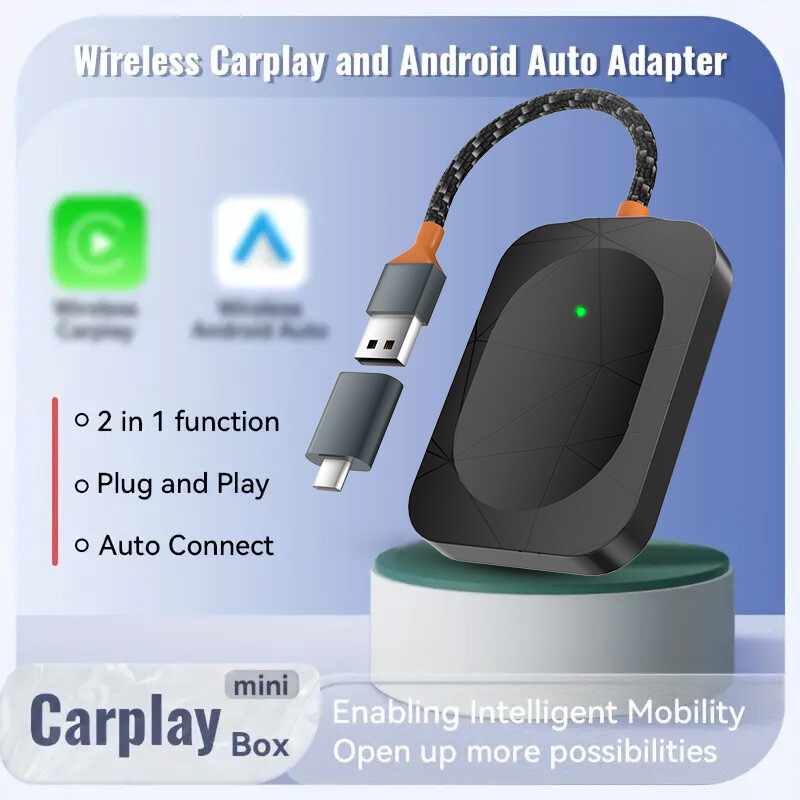 Wireless CarPlay Adapter for Apple iPhone & Android Auto USB Adapter Plug & Play