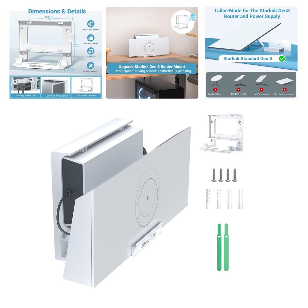 Space-Saving Starlink Gen 3 Router Mount - Designed for Stability & Performance