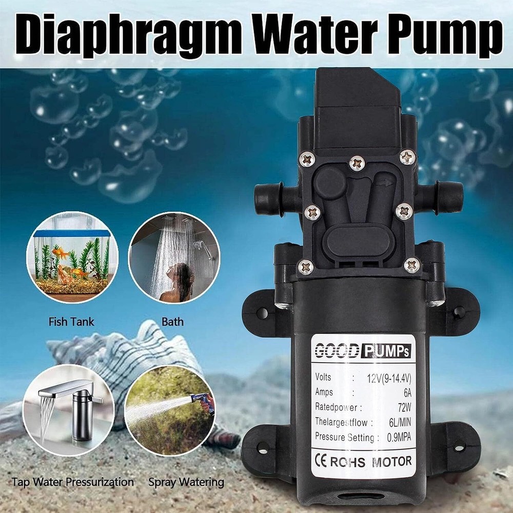 12V Water Pump 130PSI Self Priming Diaphragm High Pressure Automatic Switch
